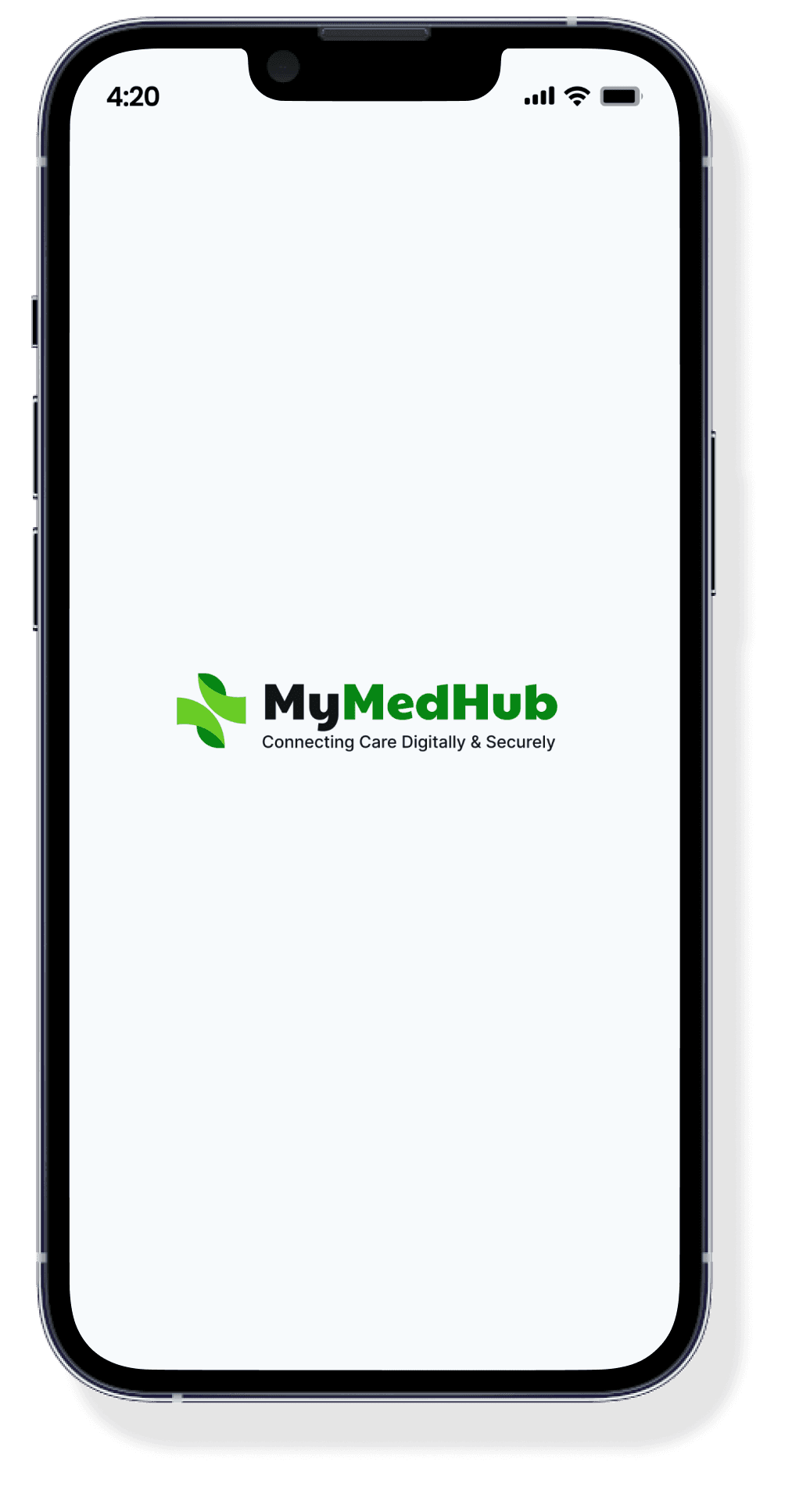 Iphone device mockup of MyMedHub mobile application